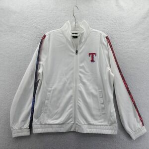 G-III Jacket Women Medium Texas Rangers White Sequin Stripe Vintage MLB Track